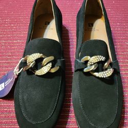 BRAND NEW - NEVER WORN / BLACK SUEDE WITH METAL EMBELLISHMENTS / SIZE 9 1/2