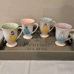 Set of 4 Vintage Disney Pedestal Princess Cups