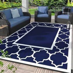 Outdoor Rug 8' x 10' Patio Waterproof, Foldable Reversible Plastic Straw Area Rugs Mat for Camper Decor, Outside Carpet for Rv, Deck, Porch, Picnic