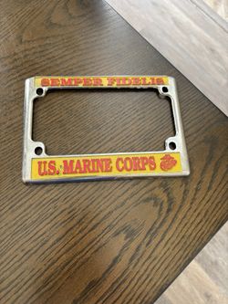 Marines Semper Fi Chrome Plated Motorcycle License Frame 7.5 x 5 inches USMC