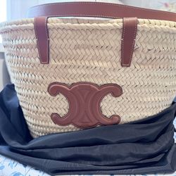 Medium CELINE Classic Panier In Palm Leaves