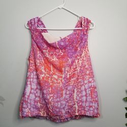 Jennifer Lopez Sleeveless Wrap Around Shawl Neck Polyester Multicolored Blouse 