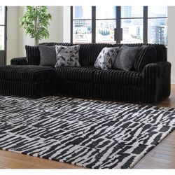 Plush SUPER Soft JUMBO CURDOROY BLACK Sectional 