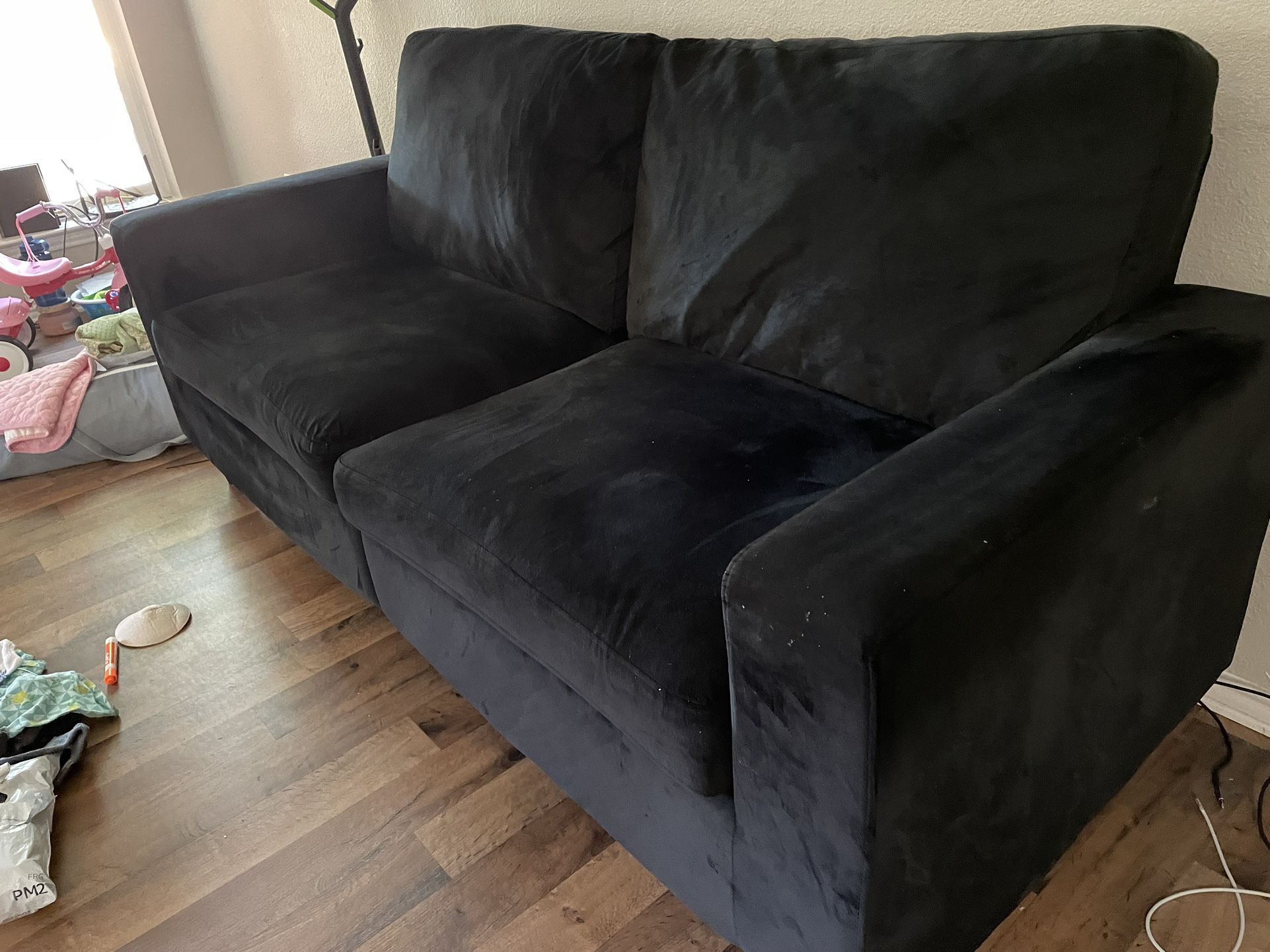 DHP Cooper Three Seater Sofa, Black Velvet