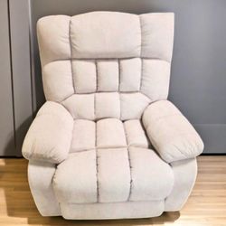 New Plush Oversized Beige Manual Recliner Reclining Chair