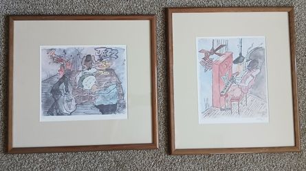 Set of Two, hand signed and numbered limited edition lithographs by Kelly Hughes, dated 1980.