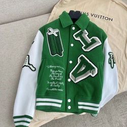 Mens Louis Vuitton Green Varsity Jacket