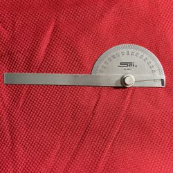 SPI Protractor  With Half - Round Head Swiss Made New 6” Long Blade Dual Graduation 0-90-0