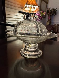 Smith and David etched glass Serving Dish