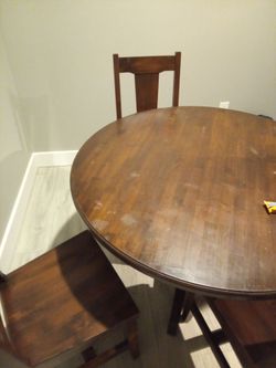 table top and 4 chairs wood