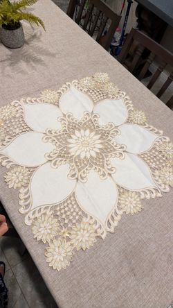 Pretty table cloth 34 inches across