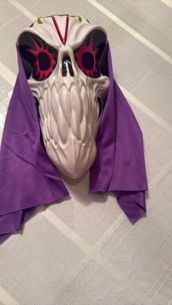 Skull Halloween Costume Mask with Purple Hood
