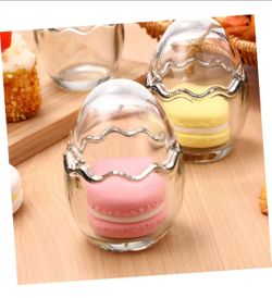 Eggs Shell Dessert Cup, 4pcs 100ml Glass Crackled Eggs Cup, Clear Pudding Cup, l