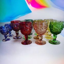 Vintage L.E.Smith Goblets. Vaseline Glass, Uranium Glass, Cadmium  Glass, Magness Glass , Carnival Glass  Goblets