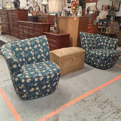 Unique Pair Of Swivel Accent Chairs For Sale 🪑 