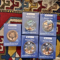 5 NEW PUZZLESUP Premium Wooden Puzzles sample finished shown $3 Each $12 for all 