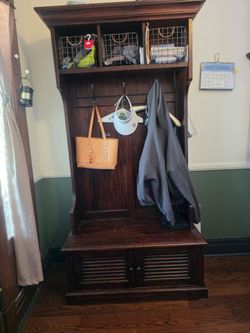 Dark Wood Entryway Cabinet with Storage