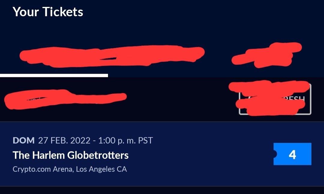 The Harlem Globetrotters. I Have For Sale 4 Tickets $50 Each