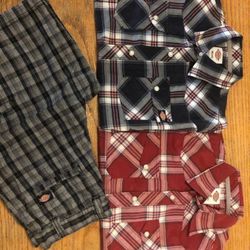 Boys Dickies Plaid Shirts & Shorts In Excellent Condition Size 10-12 