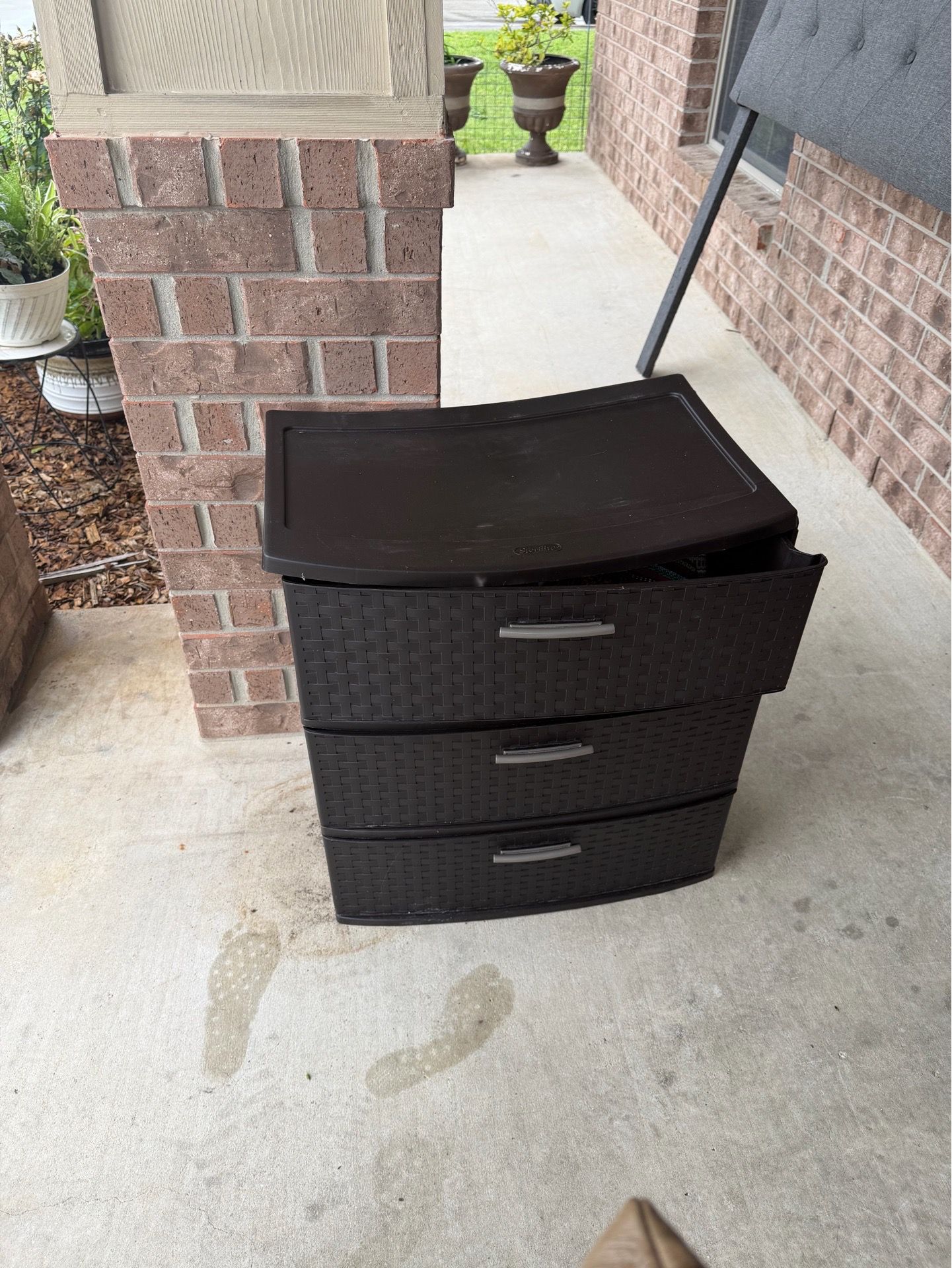 Brown plastic drawer