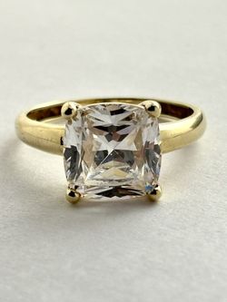 14K Gold Cushion Cut CZ Ring Size 8.5
