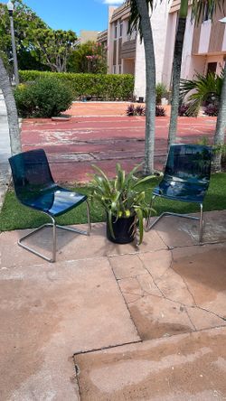 (2) Clear Blue Acrylic Chairs 2X$49 OBO