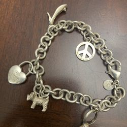 925 Charm Bracelet w/3 Tiffany Charms 8”