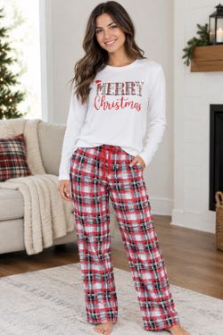 New Merry Christmas Women's Pajama Set, Size: S,M,L,XL