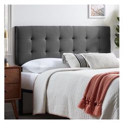 Queen Charcoal Grey Headboard With USB outlets 