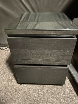 TWO IKEA Nightstands with Glass Tops