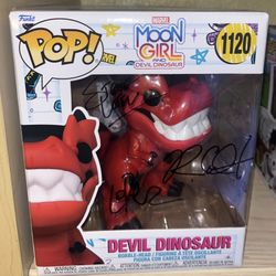 Funko Pop MARVEL MOON GIRL & DEVIL DINOSAUR Devil Dinosaur w/ 5 Signatures 