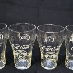 Vintage Coca-Cola 75th Anniversary Coke Glass 12 oz. 1977, Florida, Set of 4