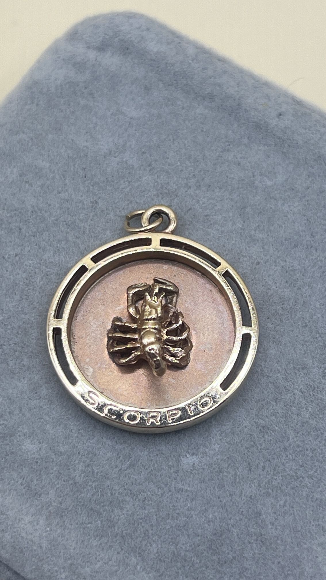 Father’s Day Gift Vintage Horoscope 14k Gold 3D Scorpio Zodiac Circle Charm Pendant About 6.4 Gram