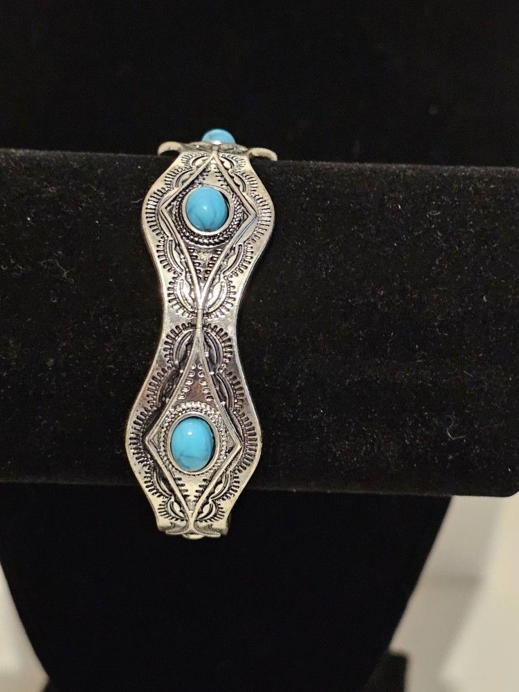 New Silver Turquoise Bangle Bracelet