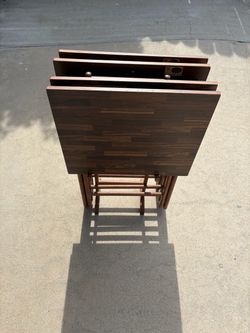 Fine quality wood, folding TV tables , dinner trays, set of 4,