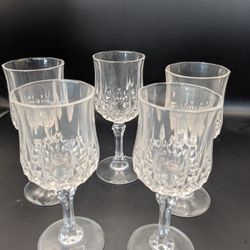Vintage Cristal D'Arques Durand Longchamp Goblet Lead Crystal Glass 4.5", Set of 5