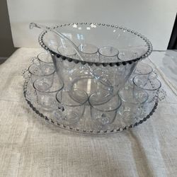 Vintage Candlewick Glass Punch Bowl Set