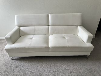 Modern Miami Italian Leather White Couch; Original Cost $2395 Sale: $650