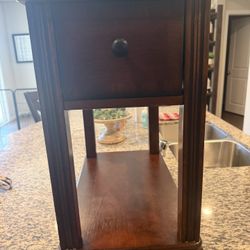 Dark Wood End Table with Drawer Nightstand
