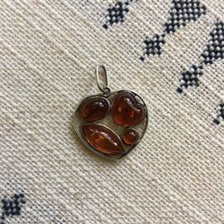 Pretty Little Heart, Sterling Silver & Amber Pendant