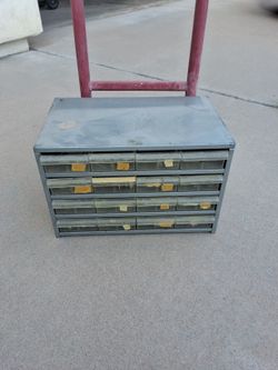 VINTAGE Metal Multi Drawer Cabinet with NOS Sewing Things