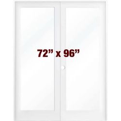 72 in. x 96 in. Craftsman Shaker 1-Lite Clear Glass Right Handed MDF Solid Core Double Prehung French