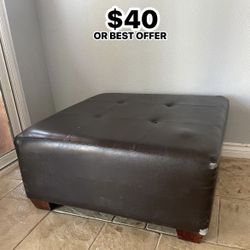 FAUX LEATHER OTTOMAN 
