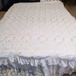 Girly Bed Cover W/Built In Bedskirt, (1) Accent Pillowcase 