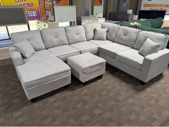 Light gray reversible chaise sectional