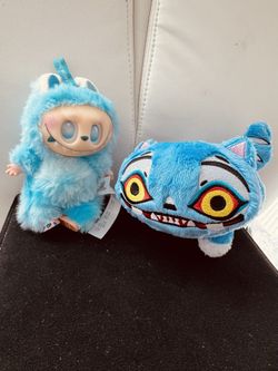 Demon Hunter Tiger, Plushy, And Blue Monster Plushy Together