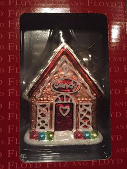 Fitz and Floyd Gingerbread House Glass Ornament
