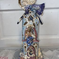 2001 BLUE SKY Heavens Angels CERAMIC CLAYWORKS HEATHER GOLMINC TEALIGHT