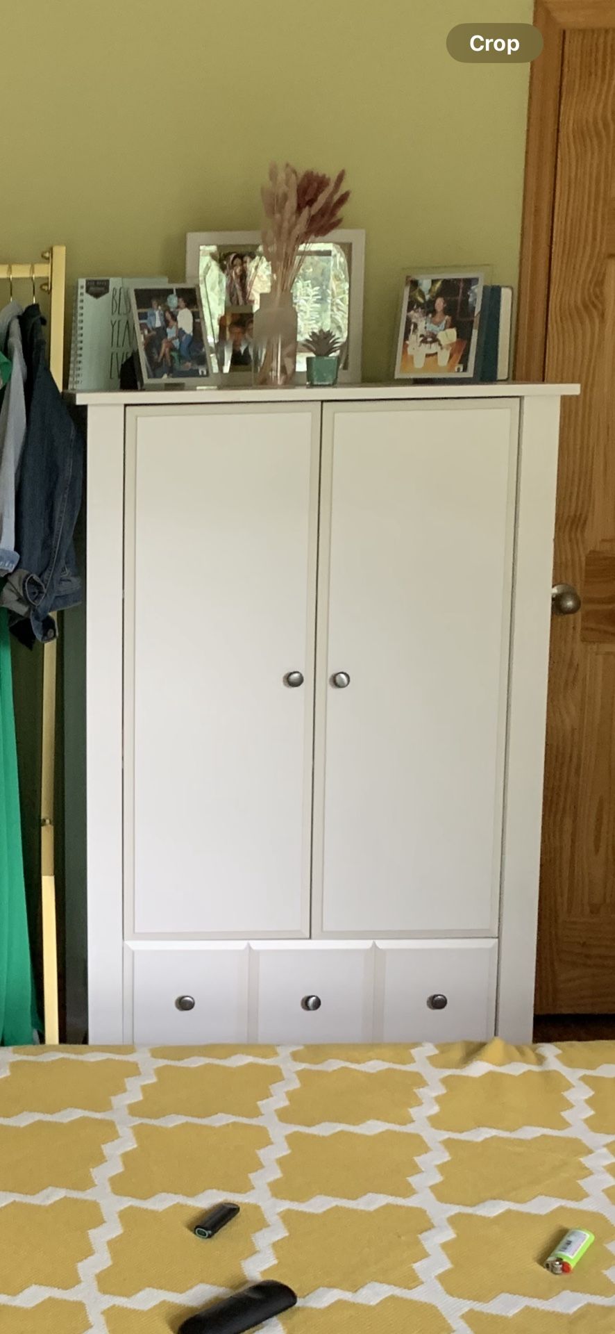 Beautiful White Armoire With 3 Shelves And One Drawer