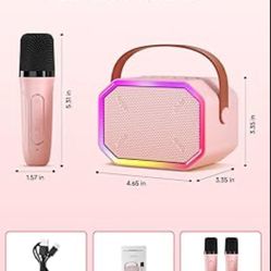 Karaoke Mini Portable Bluetooth Speaker with 2 Wireless Microphones